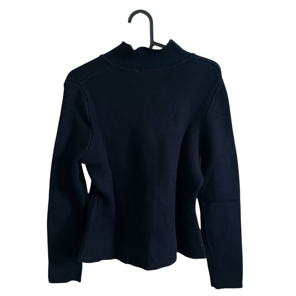Zara Navy Blue Knit Cardigan Gold tone Button Long Sleeves Blazer style Size S - Picture 5 of 7